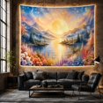 thumbnail image 6 of Wildflower Field by a Moonlit Mountain Lake, Dreamy Fantasy Style for Nature Lovers, Celestial Wall Art, Housewarming Gift, Tapestry Wall Hanging for Bedroom and Dorm, 6 of 7