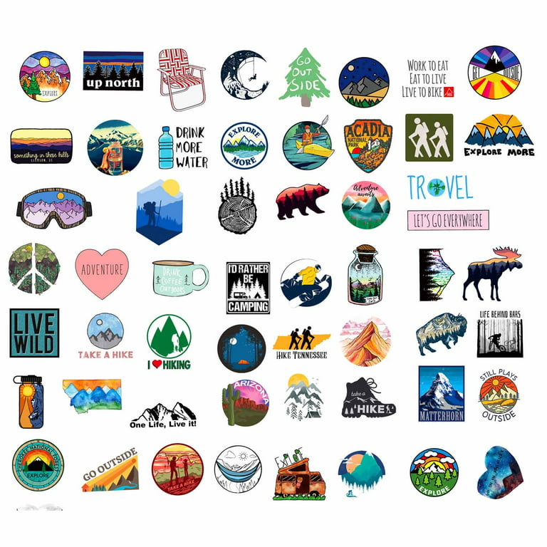100 Pcs Outdoor Adventure Stickers Wilderness Nature Waterproof