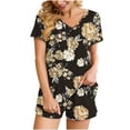 thumbnail image 1 of CHGBMOK Ensembles de Gym pour Femmes 2 Pcs Ensemble de Pyjama Confortable à Col en V Manches Courtes Ensemble de Sport Assorti en Liquidation, 1 of 4