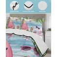 thumbnail image 3 of Twin XL Quilt Bedding Set, Summer Flamingo Reversible Summer Quilt 3 Pieces, Tropical Plants Botanical Blue Ombre Wood Lightweight Bedspreads Coverlets with 2 Pillow Shams for All Seasons, 3 of 5