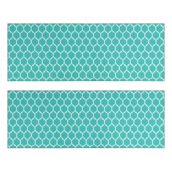 Kitchen Rugs Sets Of 2,Turquoise Geometric Quatrefoil Pattern Anti Fatigue Kitchen Mat Rugs Non Slip Washable,Decorative Kitchen Floor Mats for Kitchen,Sink,Laundry,17"X47"