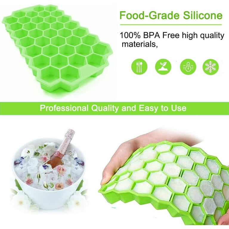 Ice Cube Trays for Freezer, 74 Hexagon Shape Stackable Ice Trays - 2 Pack