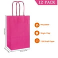 thumbnail image 2 of AZOWA Hot Pink Gift Bags Mini Small Kraft Paper Bags with Handles (4.7 x 2.4 x 6 in, Magenta, 12 Pcs), 2 of 8