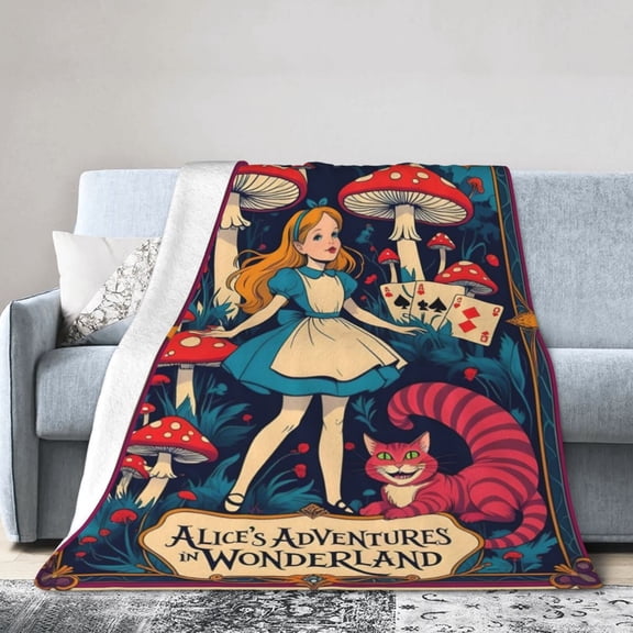 Alice in Wonderland Throw Blanket Kids Plush Blanket Ultra-Soft Micro Flannel Fleece Blanket for Bedding Sofa Travel 30"x40"