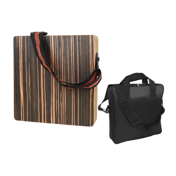 Portable Cajon Box Drum Set with Travel Bag, Adult Beginner'S Wooden Cajon Drum, Black Ebony Wood Percussion Box Drum