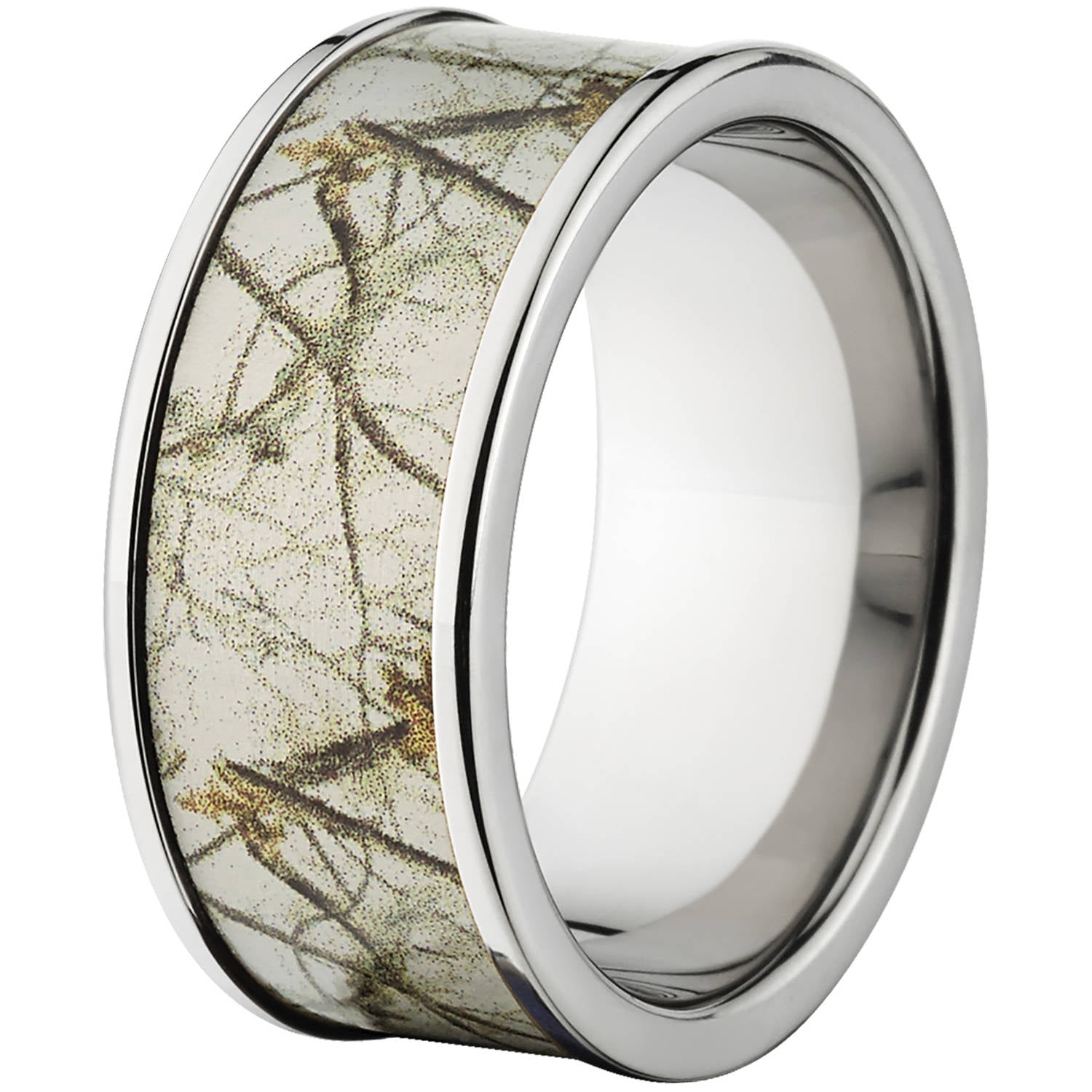 10mm Flat Titanium Ring with a RealTree Snow Camo Inlay