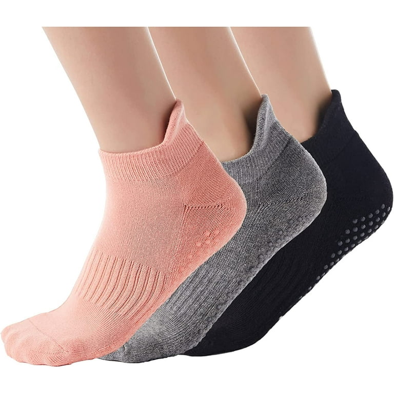 Grip Socks for Women Pilates Non Slip Socks Womens Pilates Socks with Grips  for Women Grippers Socks No Slip Socks Women 3 Pairs 2