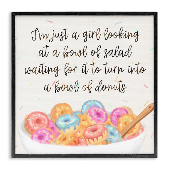 Stupell Industries Eclectic Just a Girl Looking for Donuts Black Framed Giclee Art, 12 x 12, by Ziwei Li