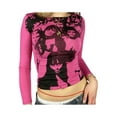 thumbnail image 4 of Women Face Portrait Top Graphic Long Sleeves Crop Top T-Shirt, 4 of 7