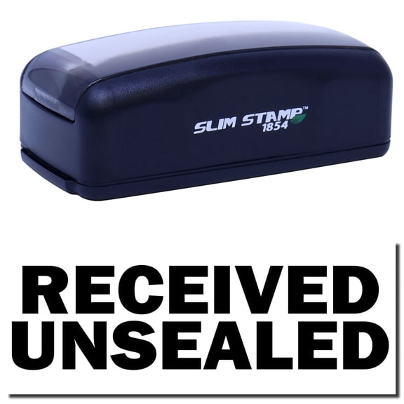 Large Pre-Inked Received Unsealed Stamp, Slim 1854, Ultra Slim Design, Impression Size 1-13/16" by 2-1/2", Up to 25,000 Impressions - Black Ink