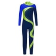 thumbnail image 3 of TTAO Gymnastics Leotard for Girls Long Sleeve Unitard Full Body Catsuit Dance Skating Jumpsuit Bodysuit Blue&Navy Blue 16, 3 of 7