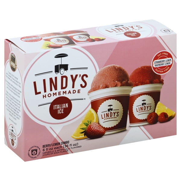 Lindy'S Homemade Berry/Lemon Combo Italian Ice 6 6 Fl. Oz. Cups