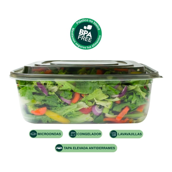 Paquete 6 pzas FreshPod Recipiente Rectangular con Tapa, 7.2 Litros, Hermético, Transparente