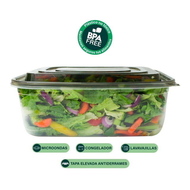 Paquete 6 pzas FreshPod Recipiente Rectangular con Tapa, 7.2 Litros, Hermético, Transparente
