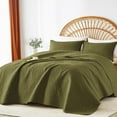 thumbnail image 2 of Juego de colcha WURUIBO de microfibra tamaño queen size, color verde oliva, 3 unidades, 2 of 8