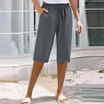 thumbnail image 2 of TRUBKH Drawstring Pants Women Cotton Linen Palazzo Pants Wide Leg Linen Pants Drawstring High Waist High Waisted Linen Pants Women Casual Pants for Women Palazzo Drawstring Elastic Waist Gray S-3XL, 2 of 9