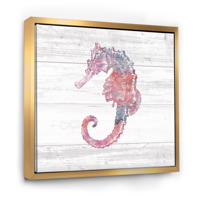 Hippocampes Roses Vie Océanique - Toile Encadrée Nautique et Côtière