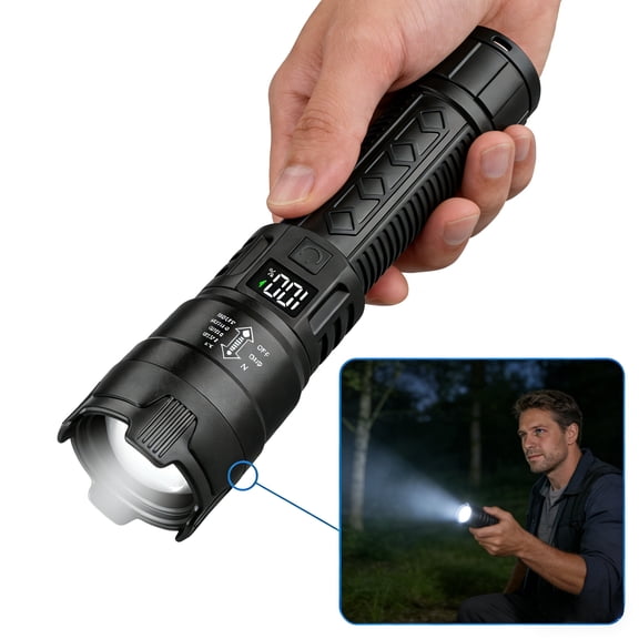 Super Bright Rechargeable Flashlight, Portable Long-Range Waterproof LED Torch, Multi-Function Outdoor & Home Emergency Light