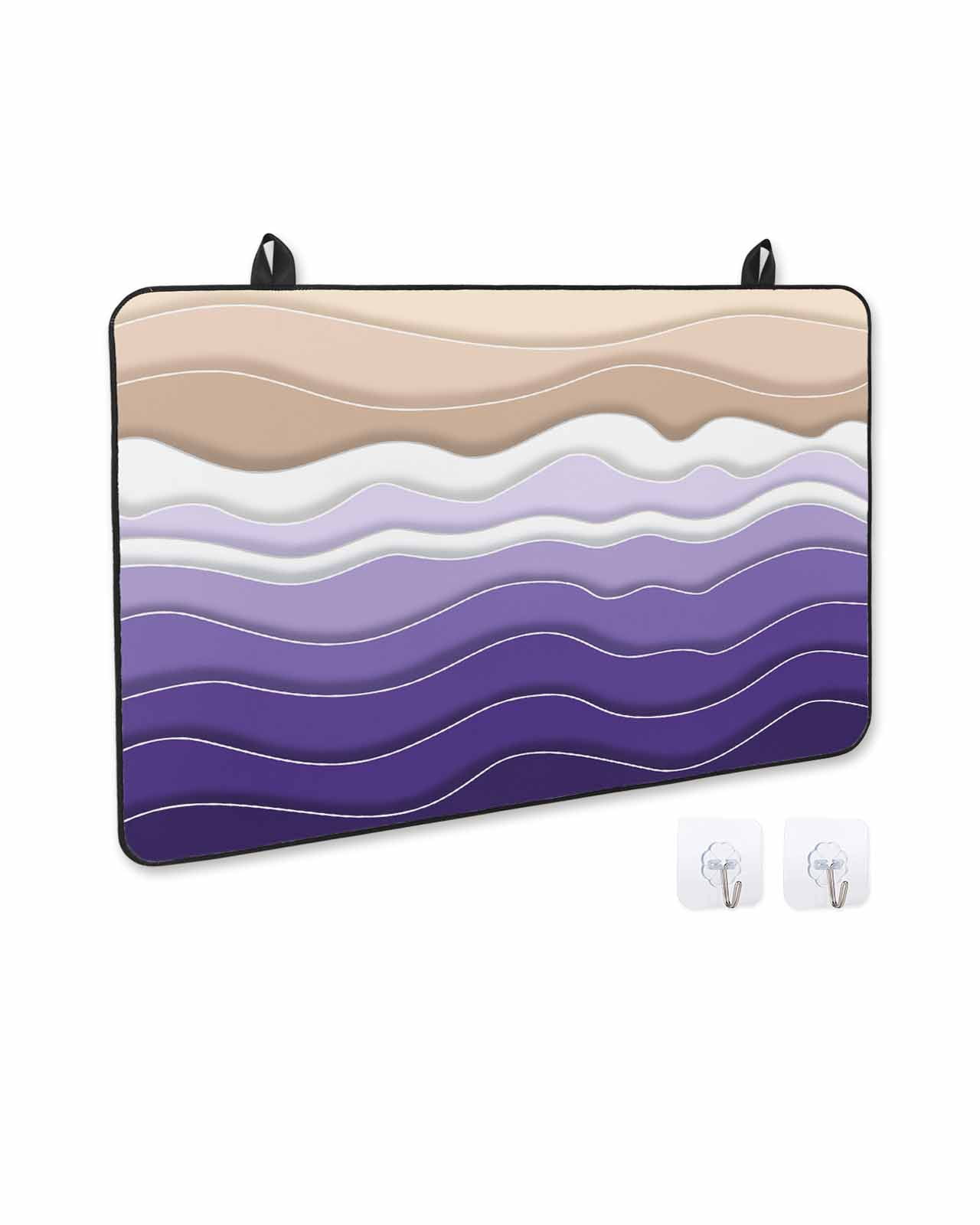 nqOlkjepod Large Induction Cooktop Protector Mat 36"x21", Purple Ombre Stripe Stove Top Covers for Electric Stove, Abstract Summer Beach Coastal Stove Burner Cover Mats, Glass Top Stove Cover
