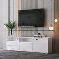 thumbnail image 2 of BTMWAY TV Stand for 70 Inch TV, Modern TV Cabinet with 2 Storage Drawers and a Big Cabinet, Entertainment Center TV Console Table Low Profile Television Stand for Living Room Bedroom, White, 2 of 9