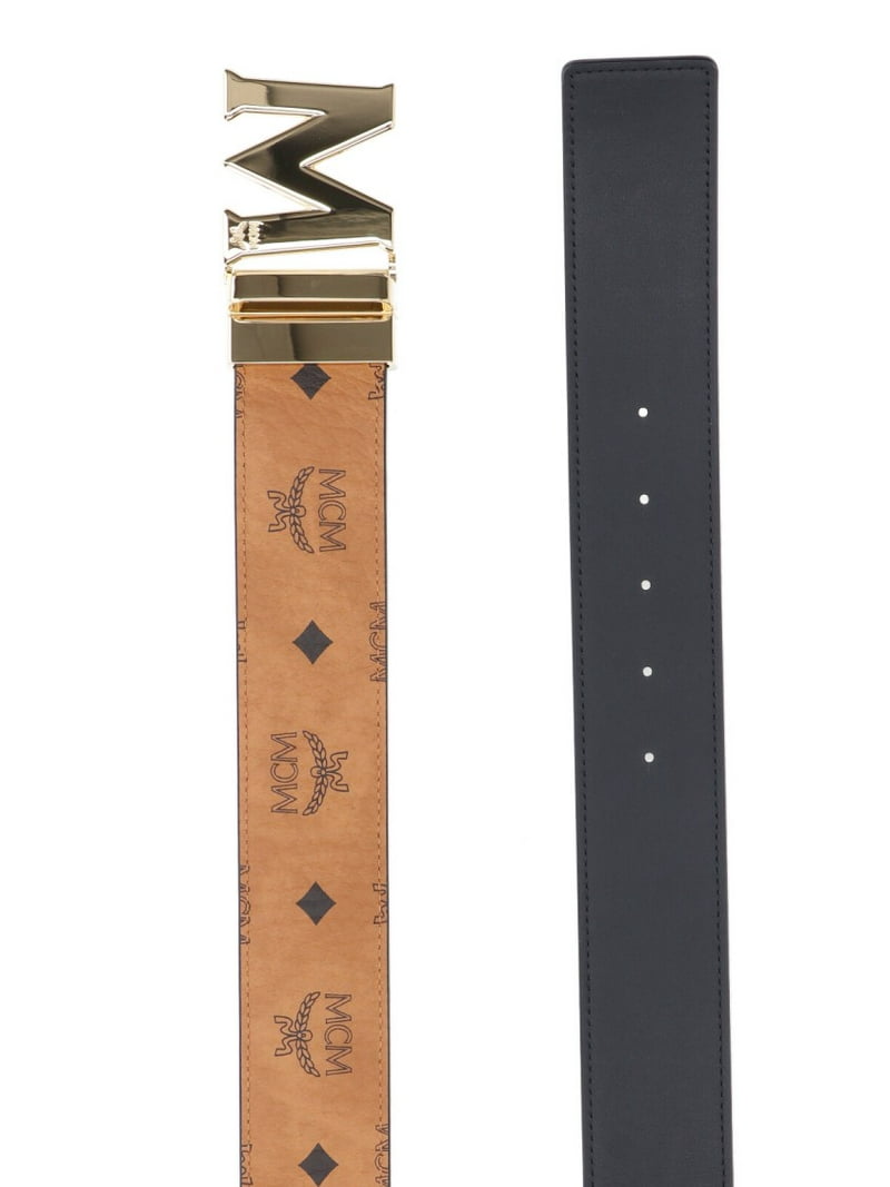 MCM Claus Reversible Belt - Cognac, Gold Buckle, Adjustable