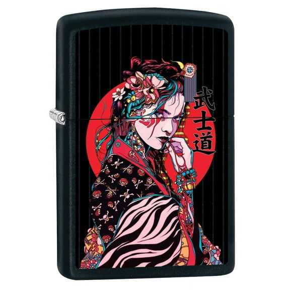 Zippo Lighter: Japanese Geisha Girl - Black Matte 80880