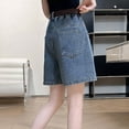 thumbnail image 5 of Girls High Waisted Baggy Denim Shorts with Belt - Wide Leg Loose Fit Casual Summer Jeans for Kids Teens,Size 14-15 T, 5 of 9