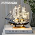 thumbnail image 4 of EIMELI Sailboat Model Decoration - Wooden Sailing Boat Home Decor Set, Beach Nautical Design, Black and White with Anchor, 4 of 6