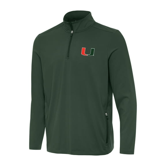 Men's Antigua  Hunter Green Miami Hurricanes Perilous Quarter-Zip Sweatshirt