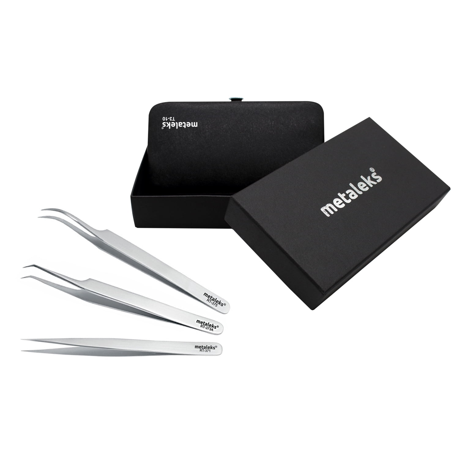 3 Pcs Kit of Eyelash Extension Tweezers In Silver Magnetic Kit - Made In Surgical Stainless Steel