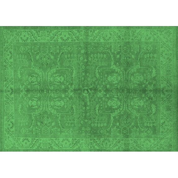 Ahgly Company Indoor Rectangle Oriental Emerald Green Industrial Area Rugs, 2' x 4'