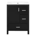 thumbnail image 2 of Modern 24-Inch Black Bathroom Vanity | Solid Wood Frame, Ceramic Sink Top, 3 Drawers & Soft-Close Door, 2 of 9