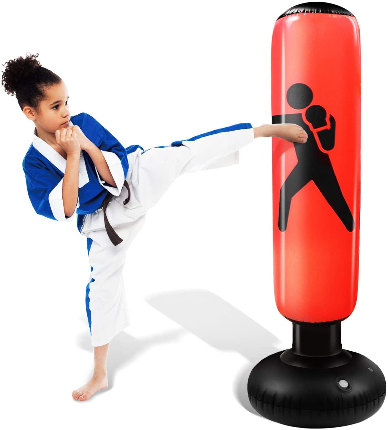 63"Fitness Punching Bag Inflatable Kids Adult Kick Taekwondo Training Sandbag 