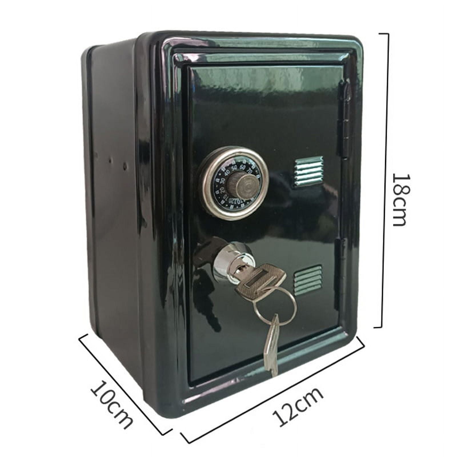 Mini Safe - 7x 4.7x 3.9 inch Safe Box, Simulation Safe Storage Box for Secure Cash Jewelry, ID Documents - Security Lock Case W/ 2 Keys (Black)