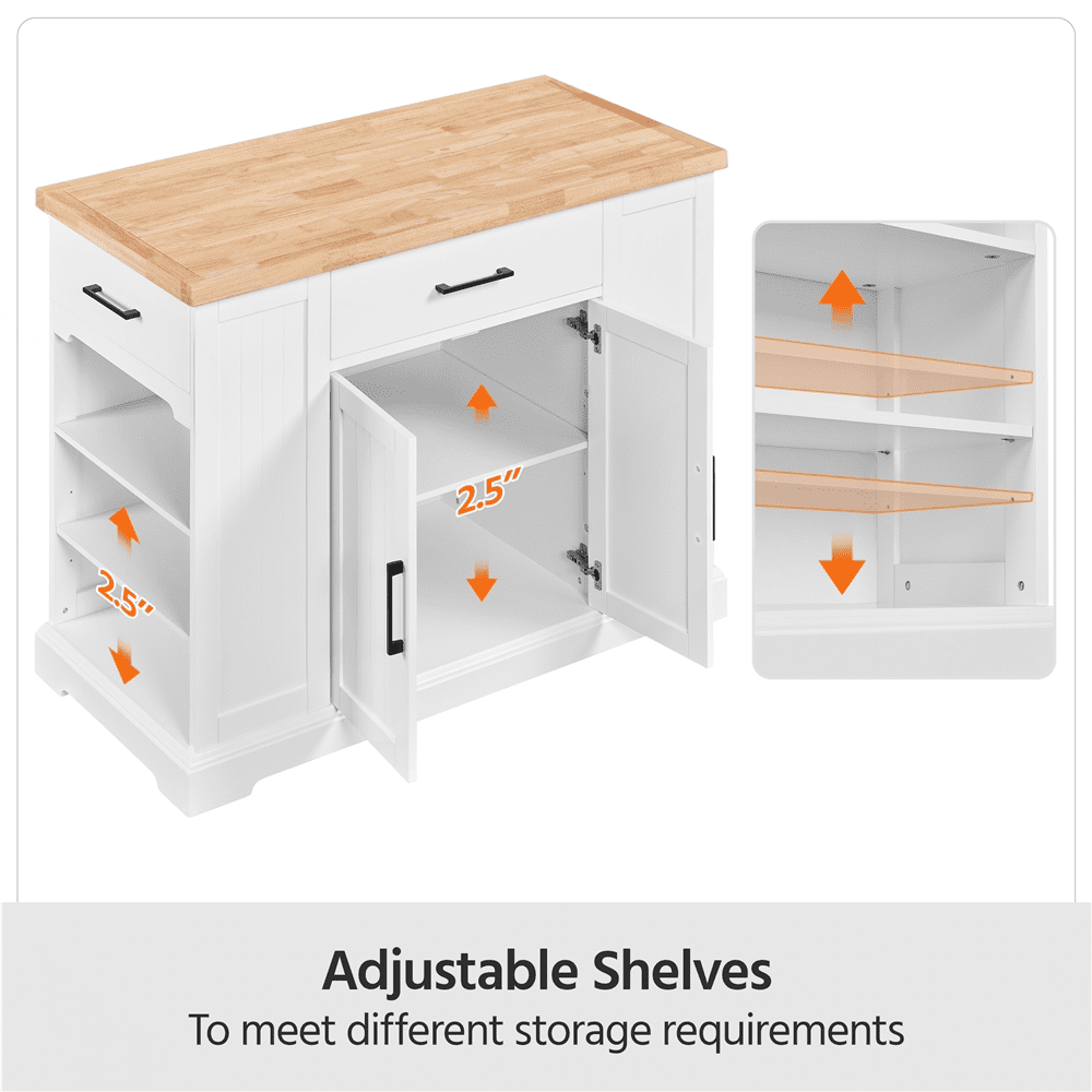 Alden Design Kitchen Islands with Drawers, Engineered Wood White, 36 in