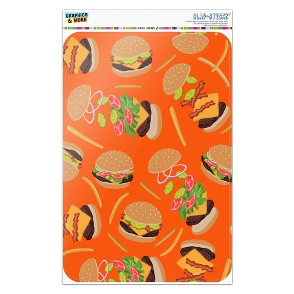 Hamburger Cheeseburger Pattern with Fries and Bacon Home Business Office Sign
