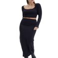 thumbnail image 1 of Solid Color Long Sleeve Women‘s Cropped Tops with Navel Show, 1 of 5