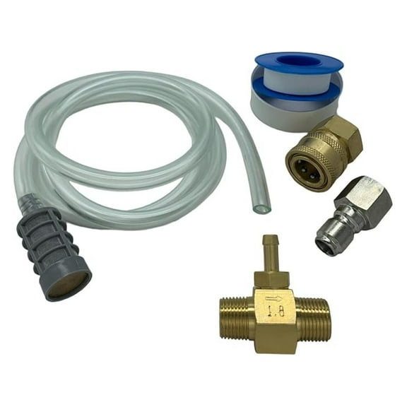 Pressure Washer Soap Injector Kit - 2-3 GPM, 1.8 Orifice, Downstream Inline, 3/8" Quick Connect, Hose & Filter - Chemical Application for Pressure Washers
