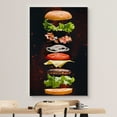 thumbnail image 3 of wall26 Canvas Print Wall Art Cheeseburger Ingredient Floating Explosion Food Culinary Photography Modern Rustic Scenic Multicolor Colorful for Living Room, Bedroom, Office - 32"x48", 3 of 5