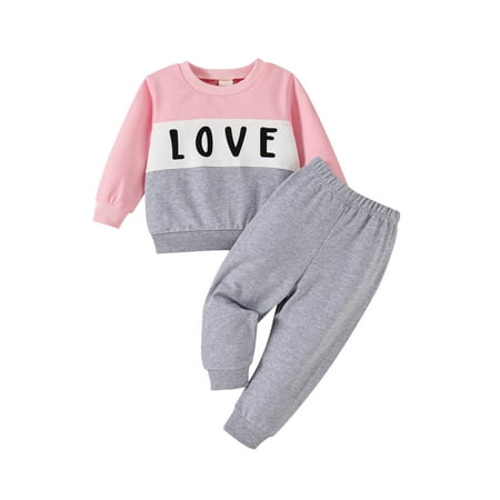 

Xkwyshop Toddler Baby Girls Valentine s Day Outfits Set Love Heart Pullover Shirt Sweatshirt Drawstring Pants 4-5 Years