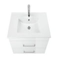 thumbnail image 3 of Yardi Yarda 32-Inch White Gloss Wall-Mounted Vanity with Double Drawers and Soft-Close System, Modern and Minimalist Vanity with Ceramic Sink and Aluminium Frame for Indoor as Bathroom, White, 3 of 9