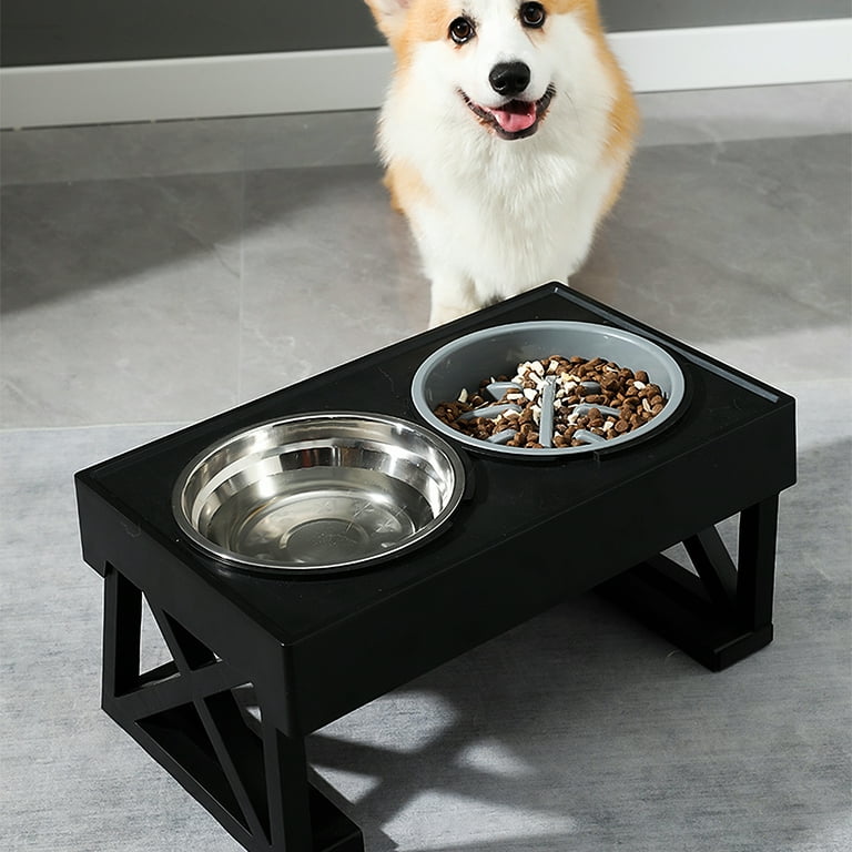 Pet Vertical Elevated Stainless Steel Dog and Cat Food Bowl Three Height Adjustable Overhead Feeders Tall Stainless Steel Double Bowls, Size: A2