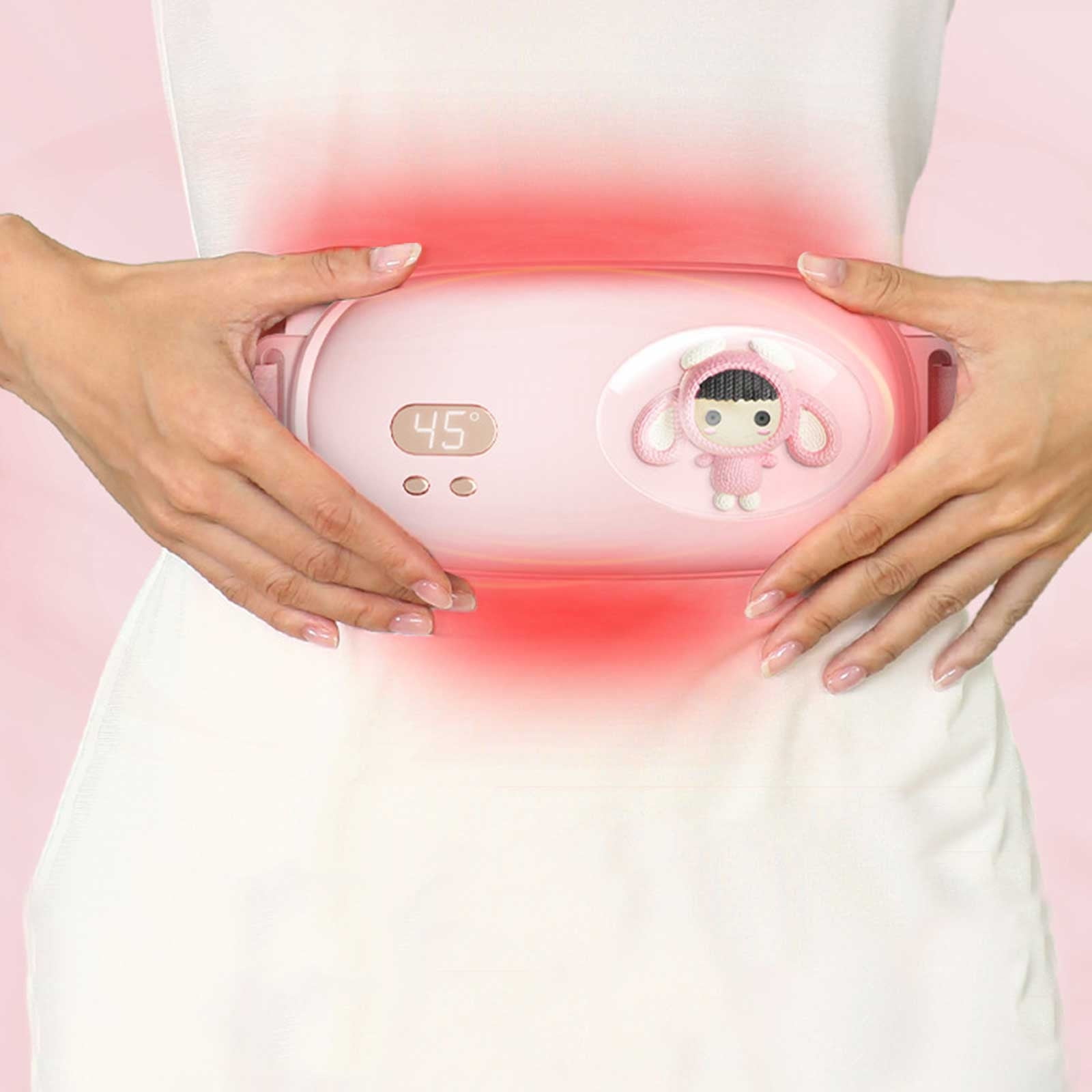 PEONAVET Portable Heating Pad Portable Heating Pad Heating Pad for Back with 3 Heat and 3 Vibration Massage Modes Portable Fast Heating Belly Wrap Belt for Women