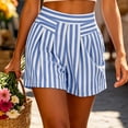 thumbnail image 5 of Binmer Women's Striped High Waist Shorts with Pockets,Casual Loose Fit Summer Beach Vacation Shorts Blue,Women's Plus L, 5 of 8