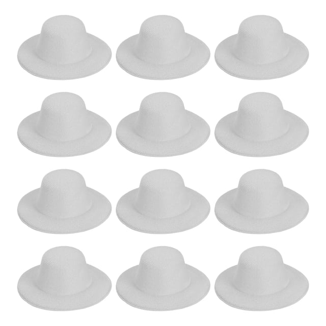 Uxcell Sombreros Formales Mini de 3.1 Pulgadas, 12 Pcs Sombreros Miniatura para Muñecas, Mini Sombrero de Copa para Manualidades, Accesorios para el Cabello, Decora Muñecos de Nieve, Gris Claro