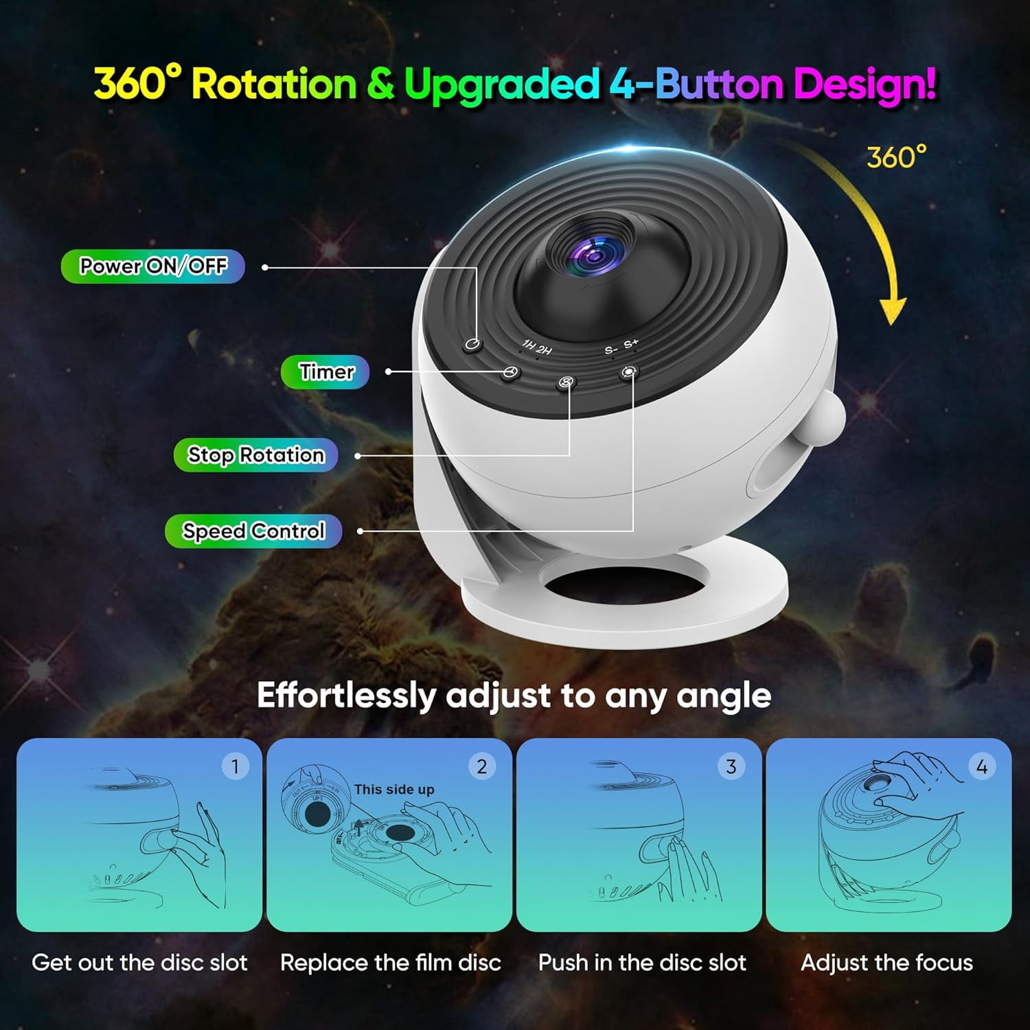Galaxy Projector for Bedroom Pro Version, Upgraded 13 in 1 Planetarium Star Projector, 360° Rotating Galaxy Light Projector with Timer, Space Night Light Projector for Kids Adults Gifts Room Decor