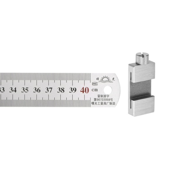 Uxcell Stainless Steel Ruler with Scriber Block 18" Metric Inch Ruler with 30mm Locating Vernier Slider, Silver Tone