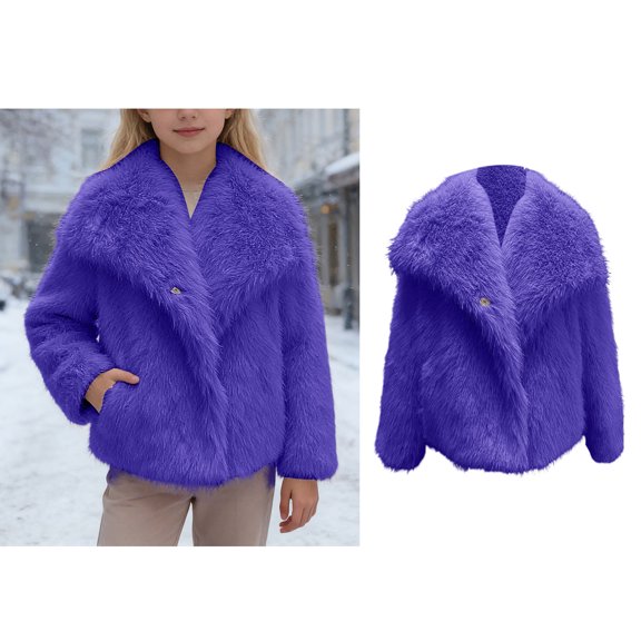 Kids Winter Coat Girls Purple Fluffy Jacket for Girls Jacket Girls Warm Winter Coat Girls Jackets 9-10 Years