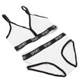 thumbnail image 4 of Conjunto de ropa interior con sujetador deportivo para mujer, bragas de sujetador de algodón peinado ajustables, suaves y transpirables, para ejercicio de yoga, color blanco, 4 of 9