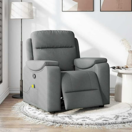 vidaXL Massage Recliner Chair Dark Gray Fabric